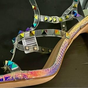 Fashion Nova speak louder heel 4 inch sandal Multi color Brand New double strap
